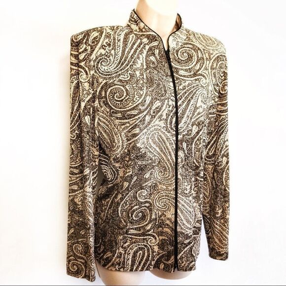 Vintage Sparkling Paisley Mandarin Jacket Sz M - Picture 2 of 14